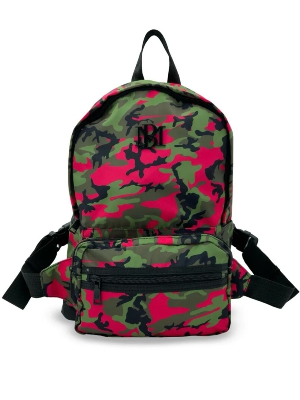 Badgley Mischka Camouflage Mini Backpack with Pink & Green Print